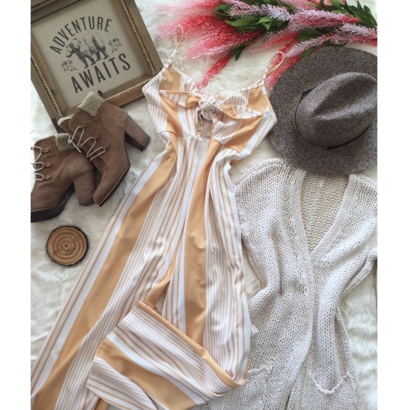 Marigold & Marabell Striped Tie Front Jumpsuit - Picture 6 of 7